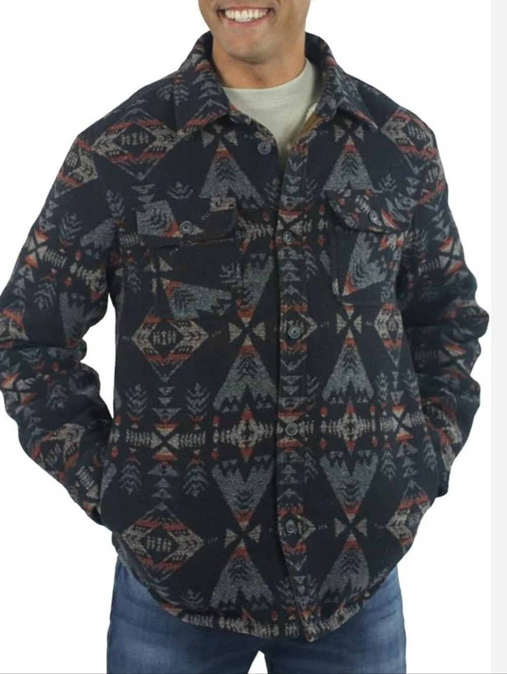 Jachs Men's Wool Blend Sherpa Lined Flannel Jacket